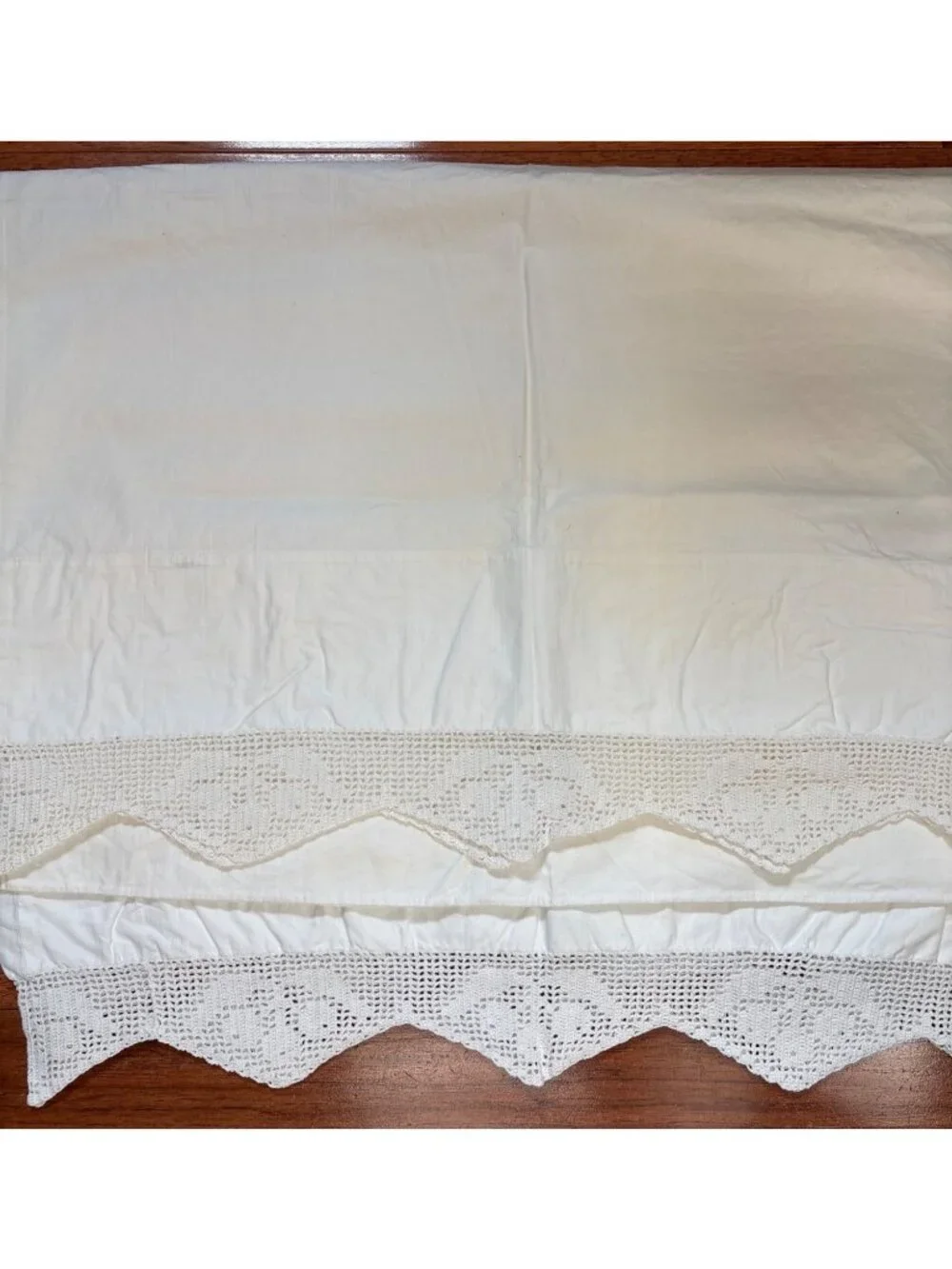 White Pillowcases Crochet Lace Edges Set Embroidered Details Vintage